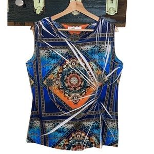 2/$12 Cleo Folded Fabric Burst Sleeveless Top Size XXL